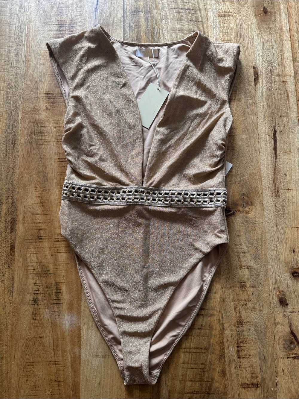 RAMY Brook Resort 2025 sparkle gold one piece swim suit bathing suit NWT SMALL